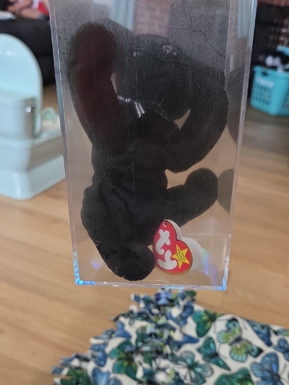 Beanie Baby Black Bear Plush with Heart Tag